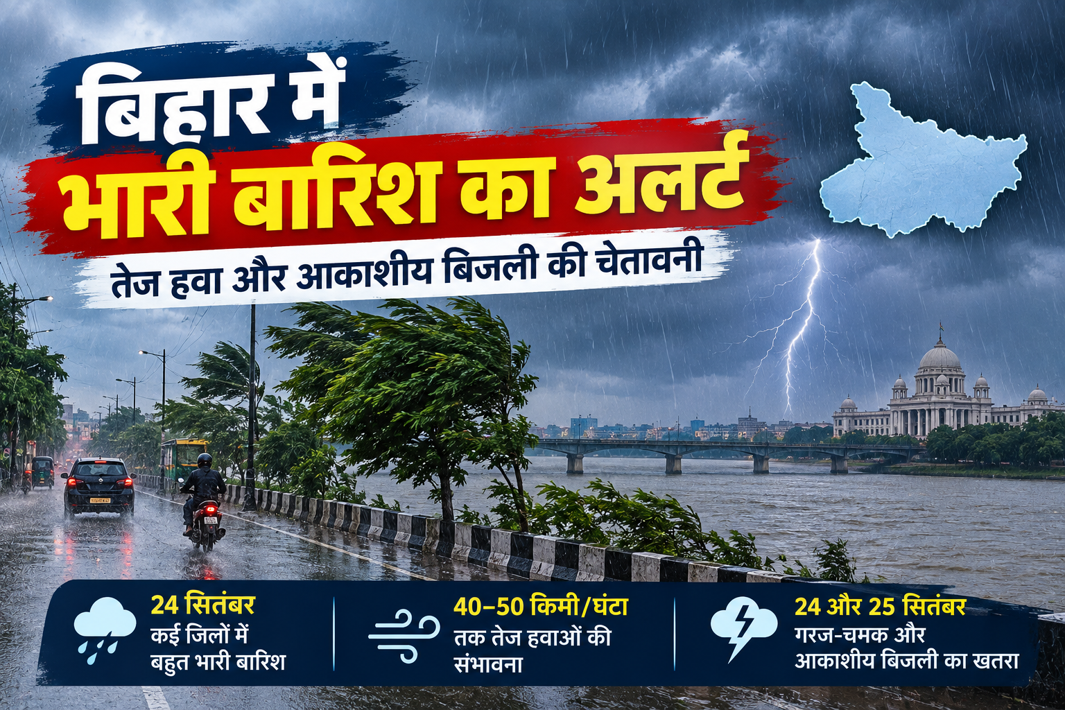 बिहार में फिर बदलेगा मौसम का मिजाज, कई जिलों में भारी बारिश और आंधी का अलर्ट